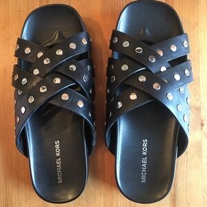Womens Michael Kors Black Studded Sandals